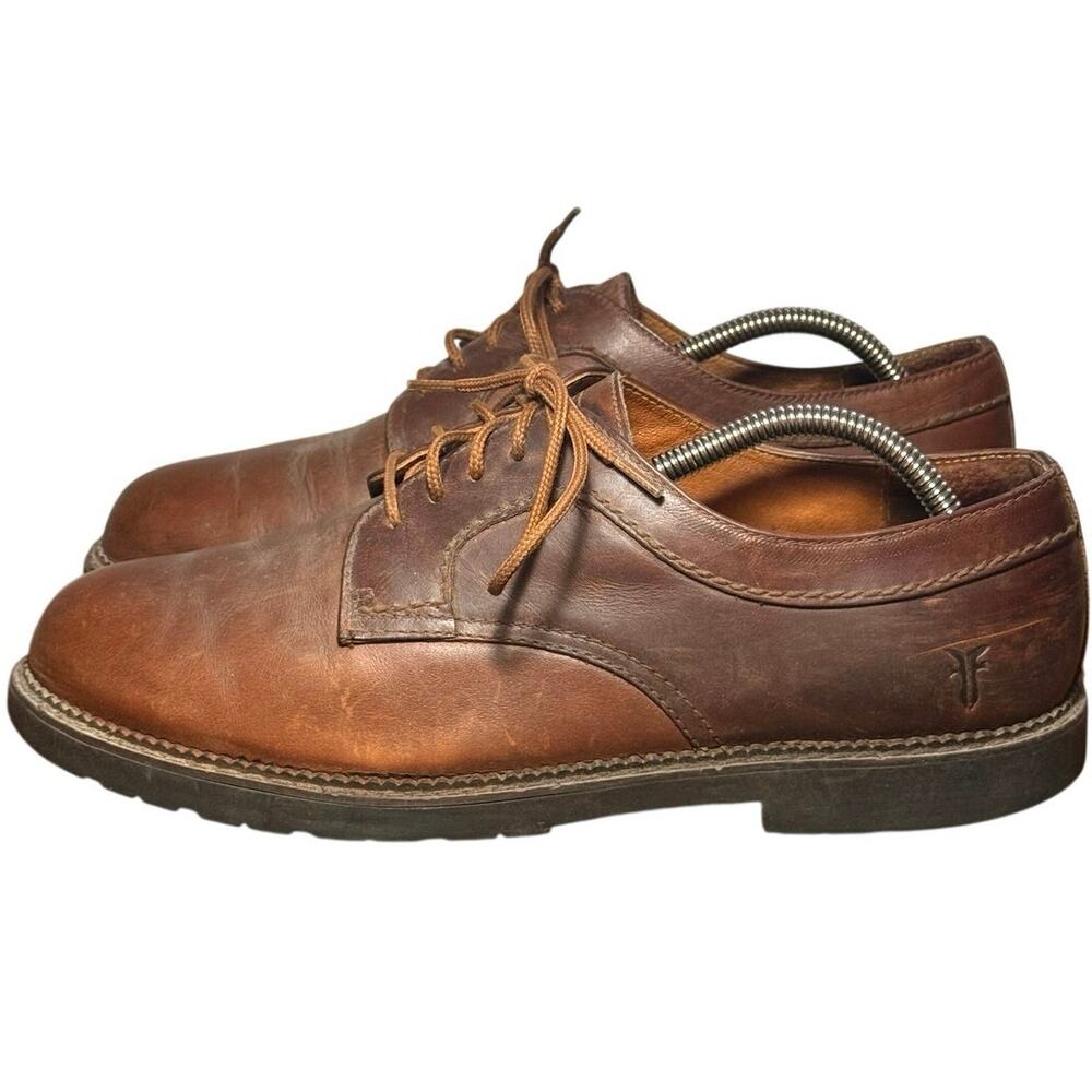 Frye James Lug Oxford Men's Brown Leather Derby Shoes 9.5 M Heel Wear